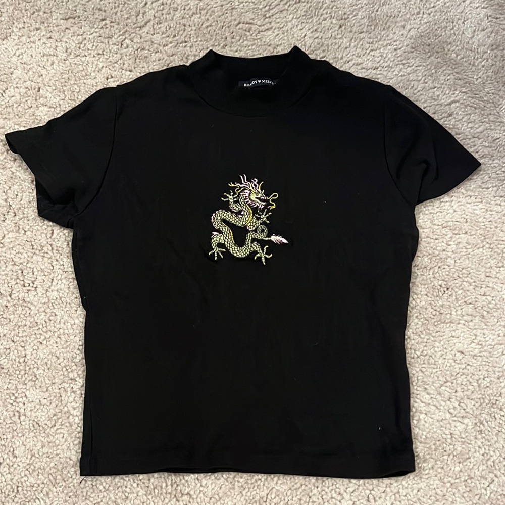 brandy melville embroidered dragon top